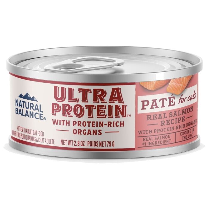 Natural Balance Cat Canned Food - Ultra Protein - Salmon with Protein-Rich Organs Pate 2.8oz