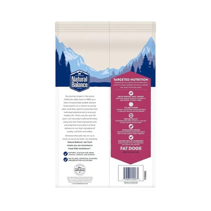 Natural Balance 狗乾糧 - 體重控制成犬配方 - 雞肉三文魚及大麥