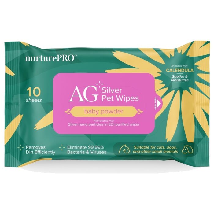 Nurture Pro AG+ 銀離子寵物親膚消毒濕紙巾 - 爽身粉味