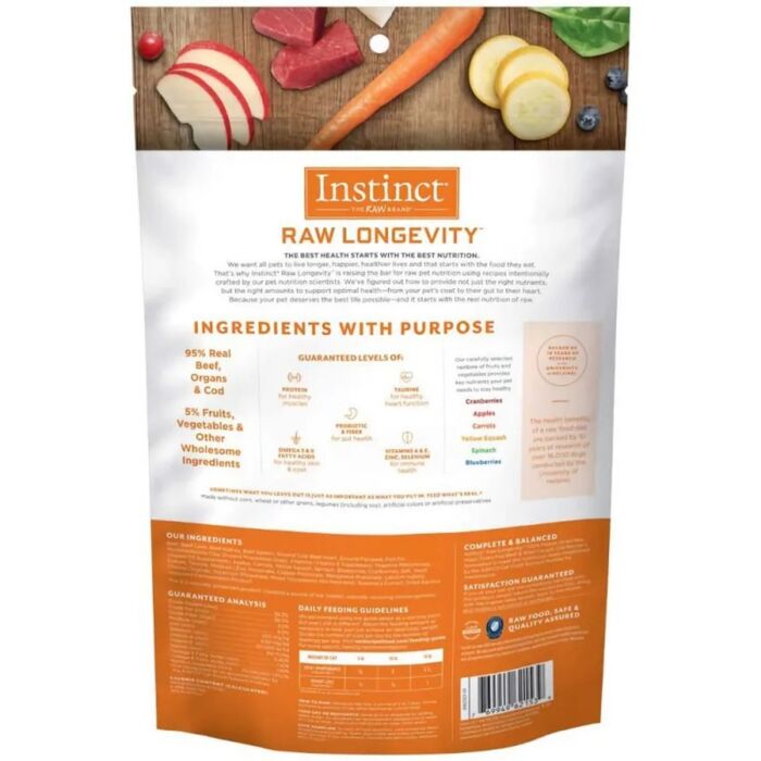 Nature's Variety Instinct Senior Dog Food Age 7+ Raw Longevity Freeze-Dried - Beef 16oz