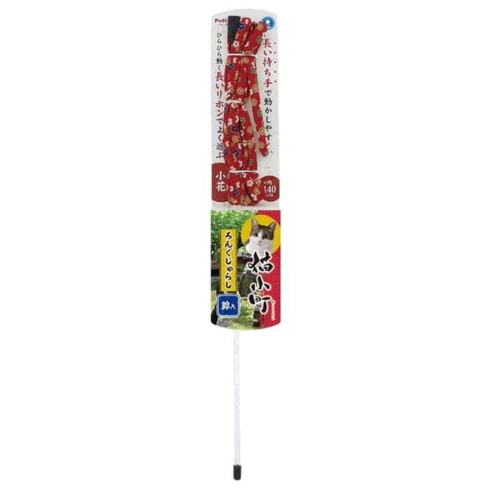 Petio 貓小町長絲帶 鈴鈴逗貓棒 (細花紋)