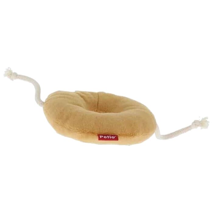 Petio 耐咬麵包屋發聲帶繩狗玩具 (貝果包)