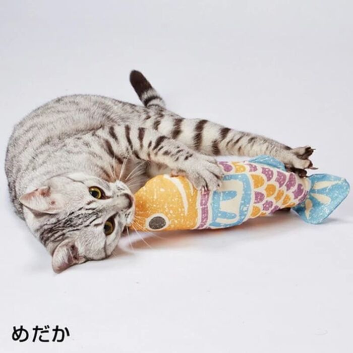 Petio Cat Toy - Add Mate Woodcut Style Kicking Stuffed Medaka