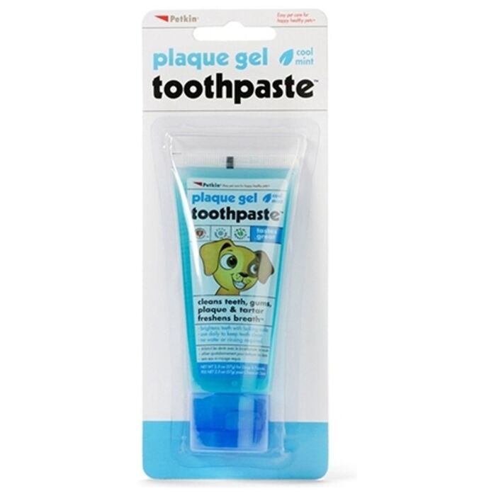 Petkin Plaque Dental Kit - Cool Mint Gel Toothpaste with Finger Brush