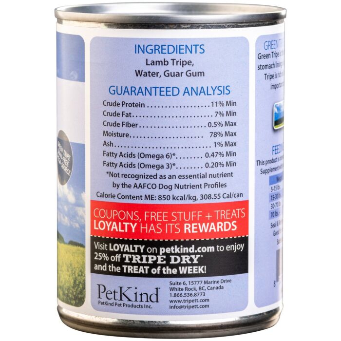 PetKind Tripett Grain Free Dog Can - New Zealand Green Lamb Tripe