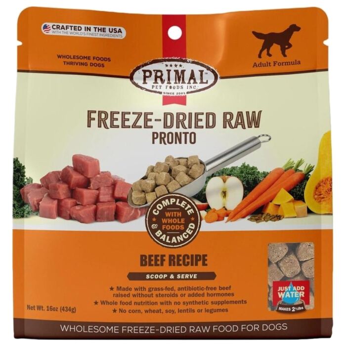 Primal 脫水凍乾狗糧 - 完整均衡牛肉配方 16oz