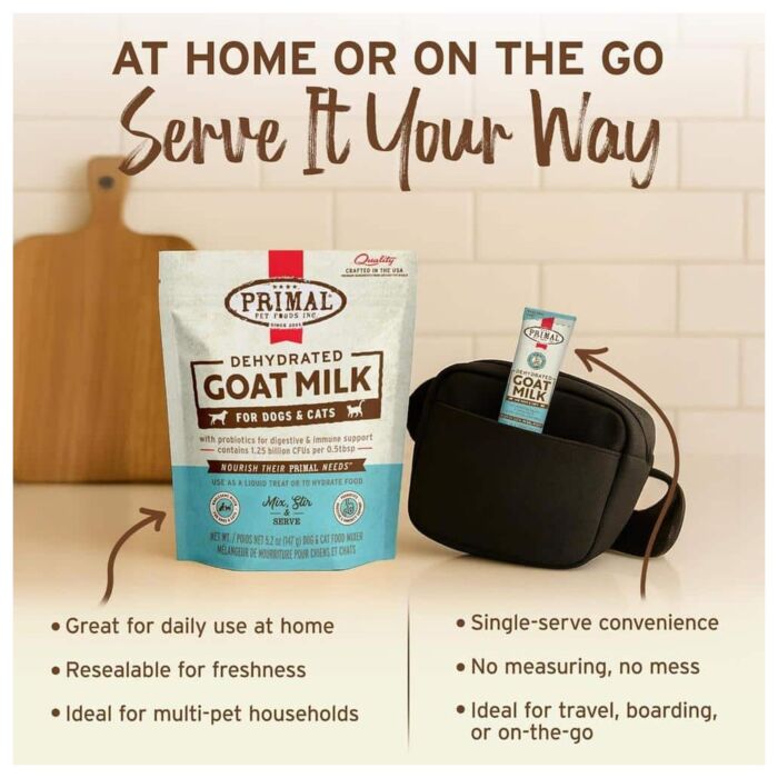 Primal Goat Milk Powder for Dogs & Cats 1.8oz (0.18oz x 10)