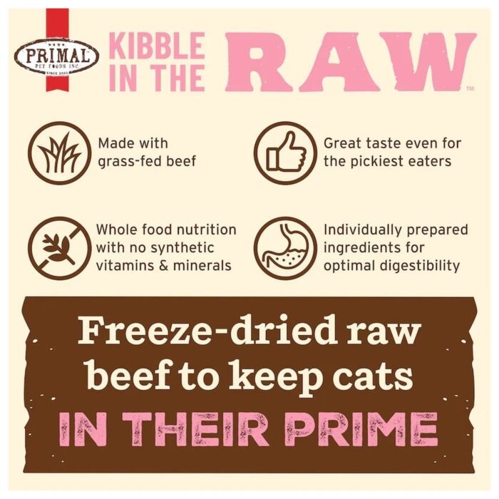 Primal Cat Food - Kibble in the Raw - Freeze-Dried Beef