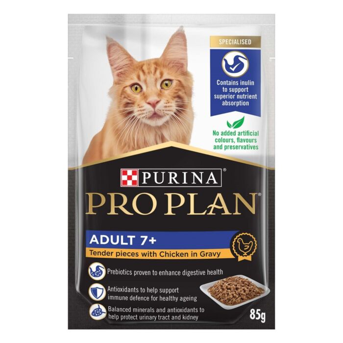 Pro Plan Cat Pouch - Adult 7+ Tender Pieces with Chicken in Gravy 85g