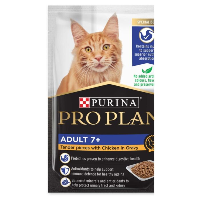 Pro Plan Cat Pouch - Adult 7+ Tender Pieces with Chicken in Gravy 85g