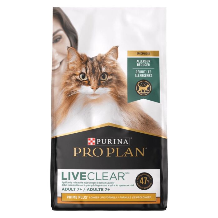 Pro Plan LiveClear Cat Food - Reduce Human Allergens - Adult 7+ Prime - Chicken & Rice 3.2lb