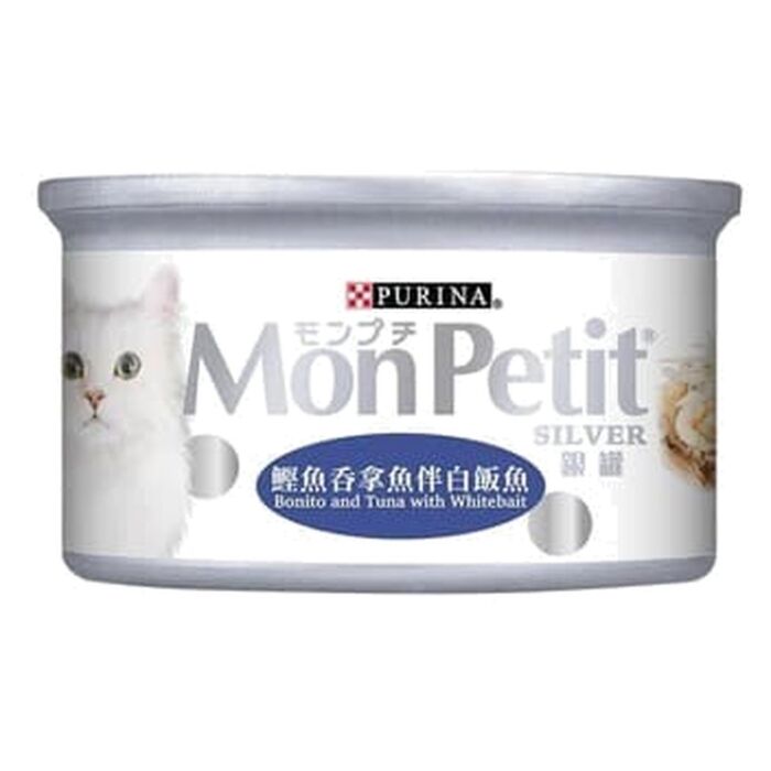 Purina Mon Petit 貓濕糧 - 銀罐系列 - 鰹魚吞拿魚白飯魚 80g