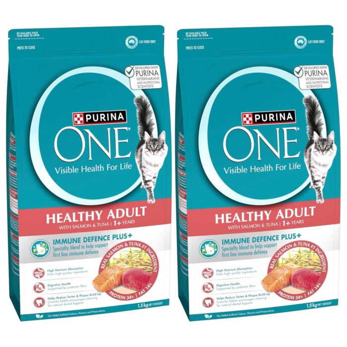 Purina ONE 貓乾糧 - 成貓配方 (三文魚及吞拿魚) 1.5kg