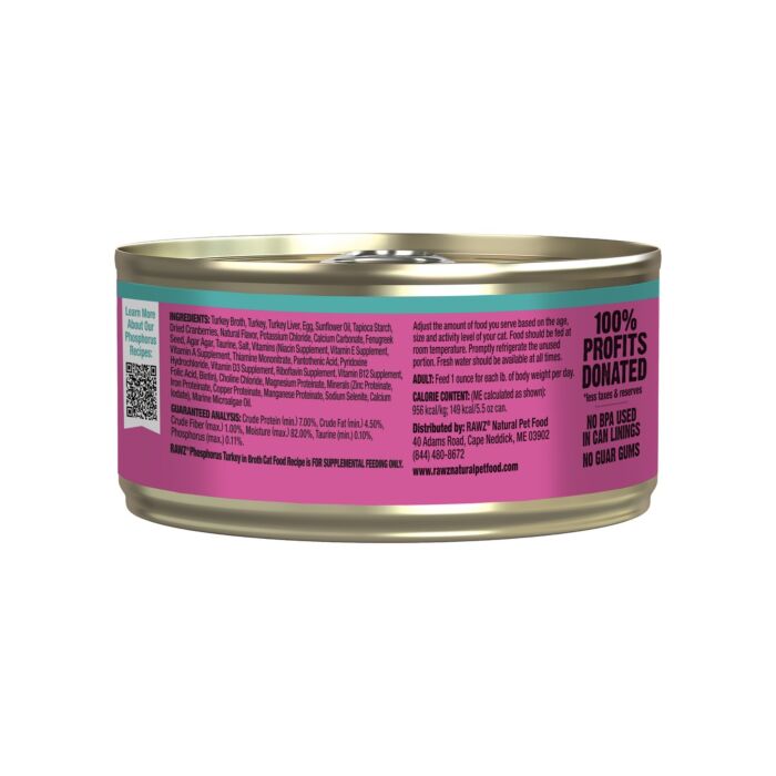 Rawz Cat Canned Food - Low Phosphorus - Turkey 156g