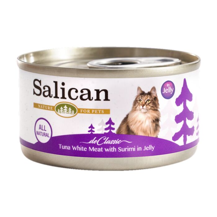 Salican 白肉吞拿魚、蟹柳貓罐頭（啫喱） 85g
