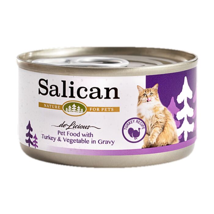 Salican 火雞肉、蔬菜貓罐頭（肉汁） 85g