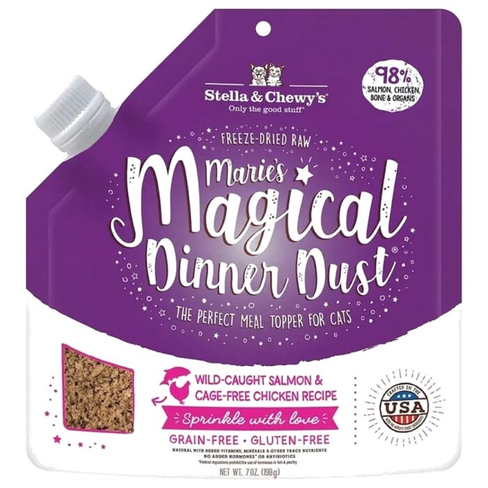 Stella & Chewys Cat Food - Magical Dinner Dust - Freeze Dried Wild-Caught Salmon & Cage-Free Chicken 7oz