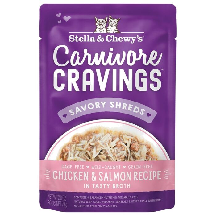 Stella & Chewys 美國貓濕糧 - 放養雞+三文魚肉絲配方滋味包 2.8oz