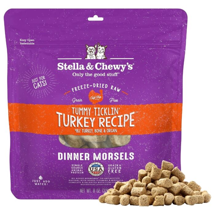 Stella & Chewys Cat Food - Freeze Dried Dinner Morsels - Tummy Ticklin' Turkey