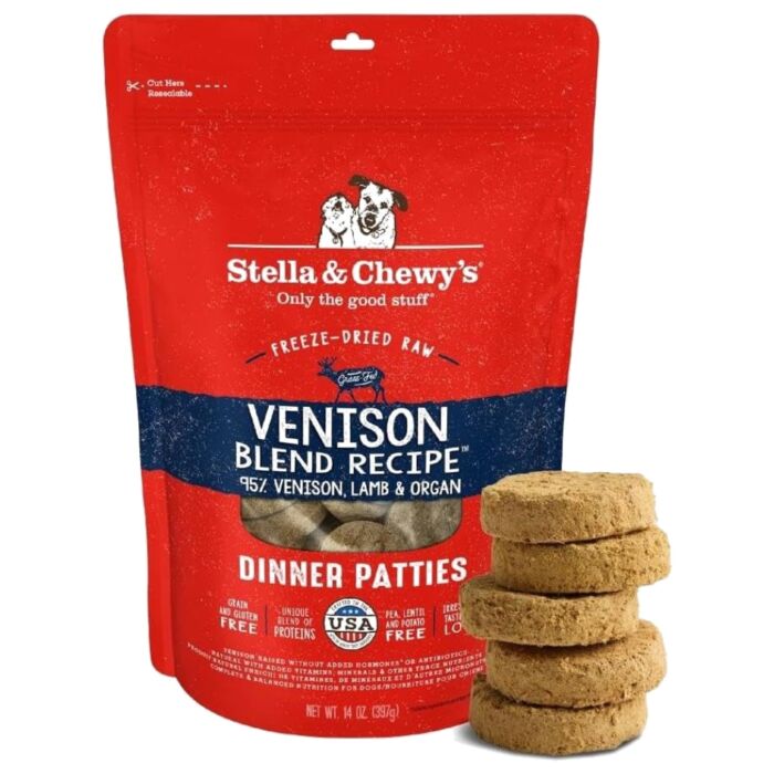 Stella & Chewys Dog Food - Freeze Dried Dinner Patties - Venison Blend