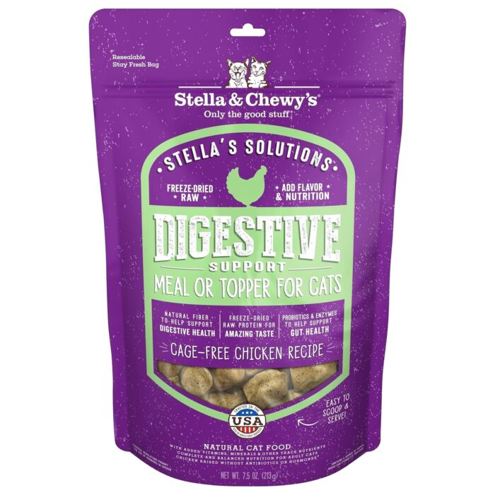 Stella & Chewys Cat Food - Digestive Boost Meal Mixer & Toppers - Freeze Dried Chicken 7.5oz