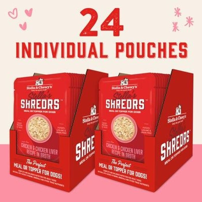 Stella & Chewys Dog Pouch - Stella's Shredrs - Chicken & Chicken Liver in Broth 2.8oz