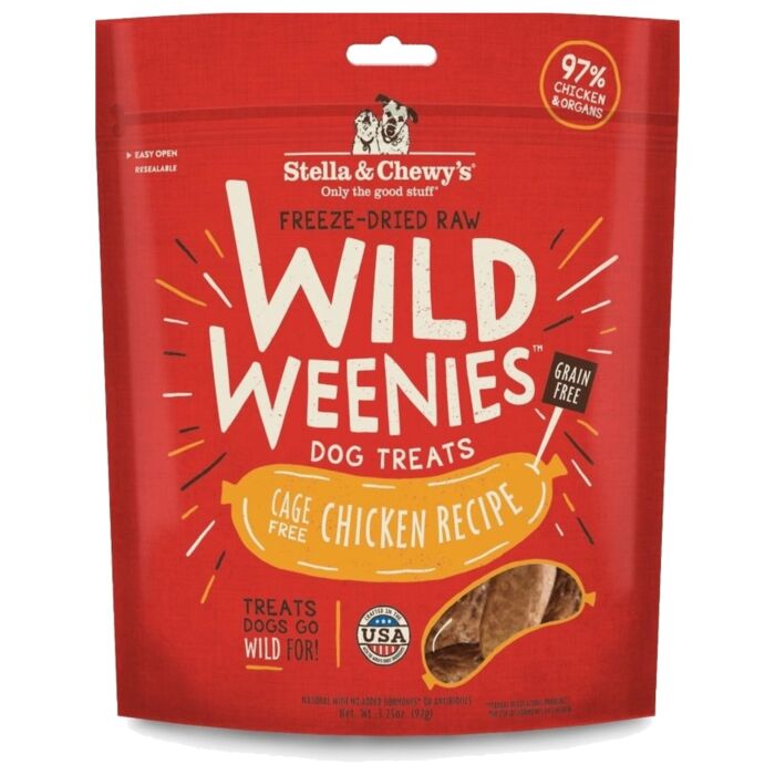 Stella & Chewys Dog Treat - Wild Weenies - Freeze Dried Cage Free Chicken 3.25oz