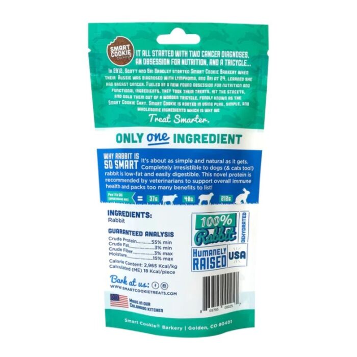 Smart Cookie Dog Treat - Grain Free Rabbit Jerky 3oz