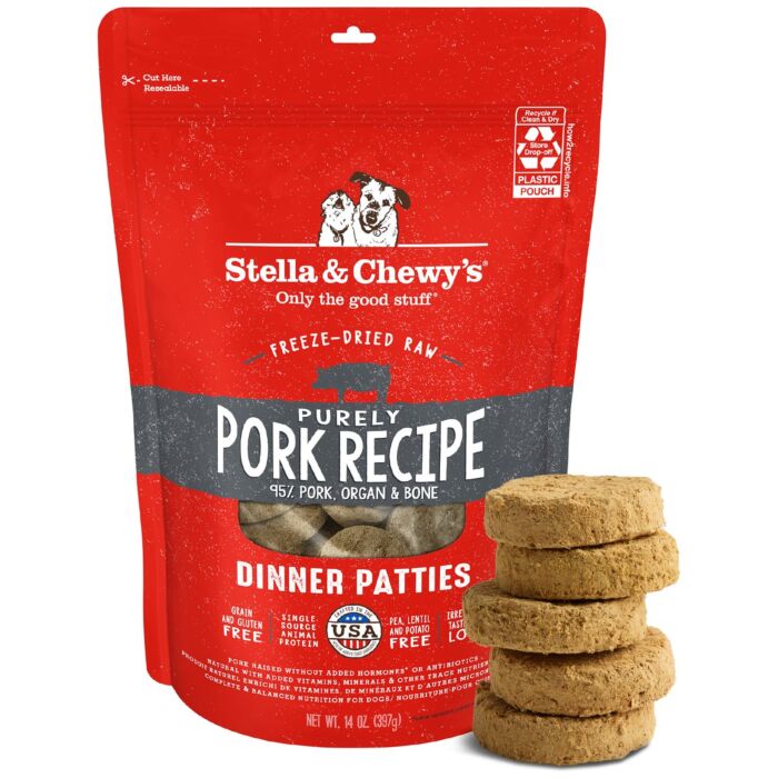 Stella & Chewys 美國狗糧 - 凍乾脫水肉餅 - 豬全部都係豬(豬肉)配方 14oz