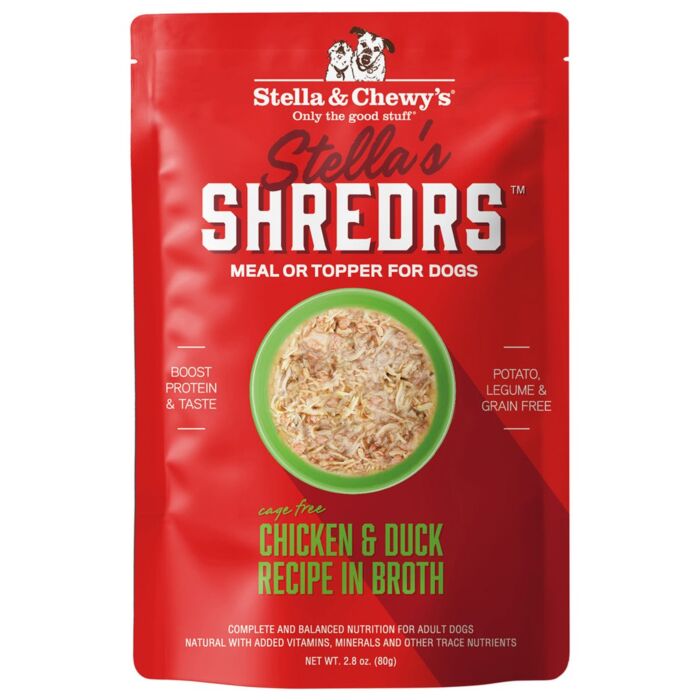 Stella & Chewys 美國狗濕糧 - 肉絲滋味包系列 - 放養雞+鴨配方 2.8oz