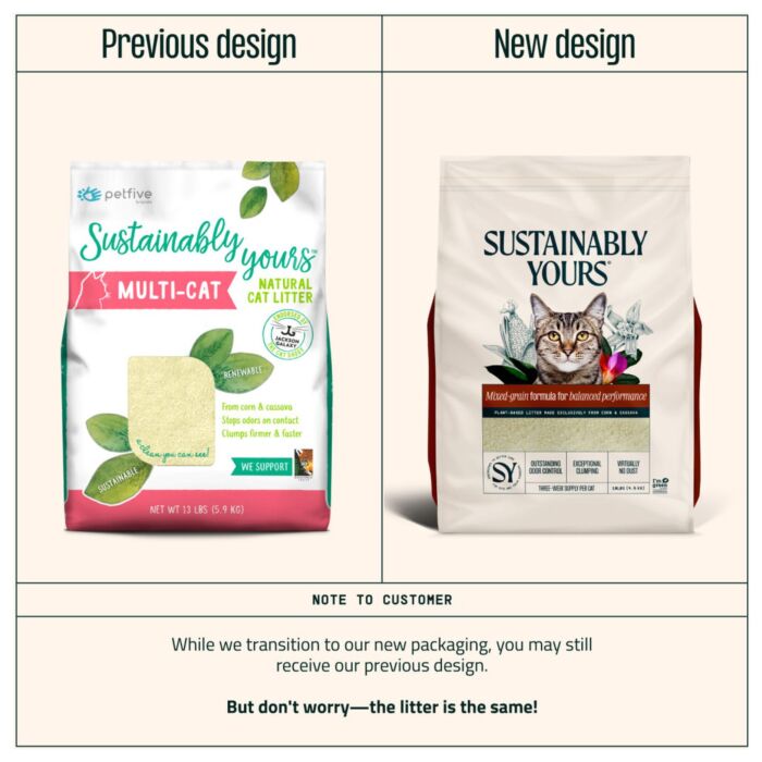 Sustainably Yours Natural Cat Litter - Multi-Cat Mixed Grain 13lb