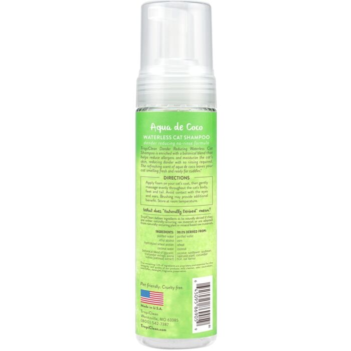 Tropiclean 貓用免水洗毛液 - 天然椰子油防燥袪屑 220ml