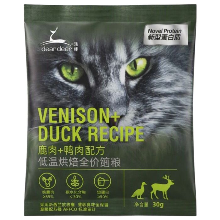 試食裝 dear deer 臻鹿 貓乾糧 - 低溫烘焙鹿肉及鴨肉配方