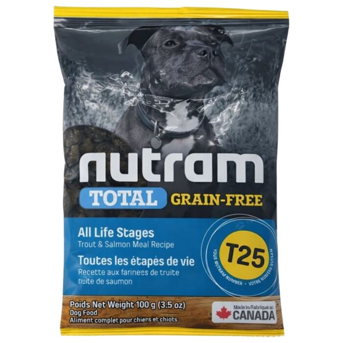 試食裝 Nutram 加拿大紐頓狗乾糧 - T25 Total 無穀物 - 三文魚鱄魚配方 100g