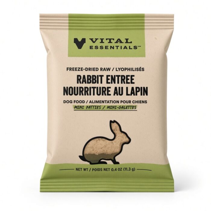 Trial Pack Vital Essentials Dog Food - Freeze-Dried Mini Patties - Rabbit