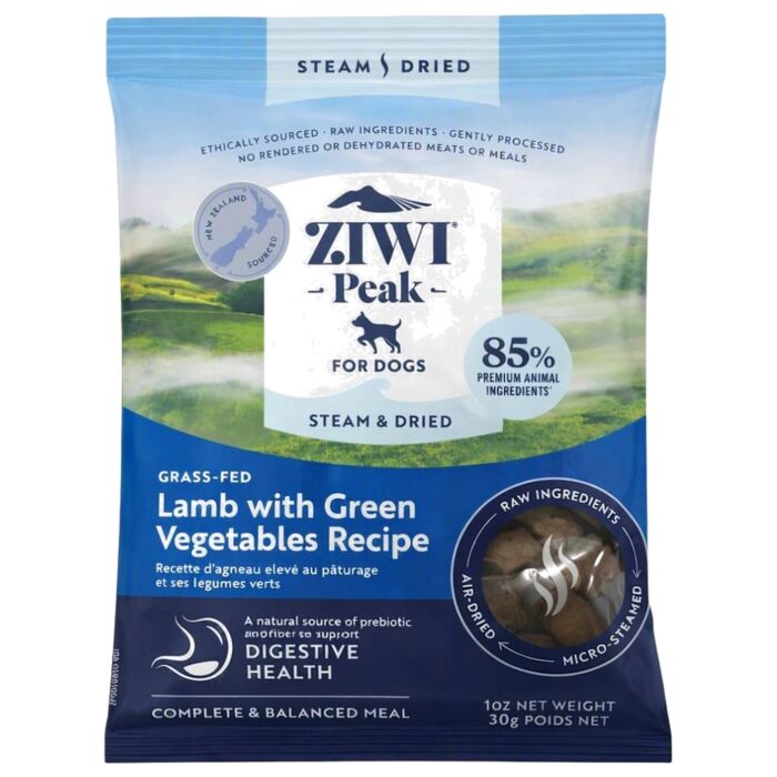 Trial Pack Ziwipeak Dog Food - Steam & Dried - Grain Free Lamb with Green Vegetables