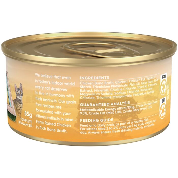 TRILOGY Kitten Can - Grain Free Farm Raised Chicken In Bone Broth 85g