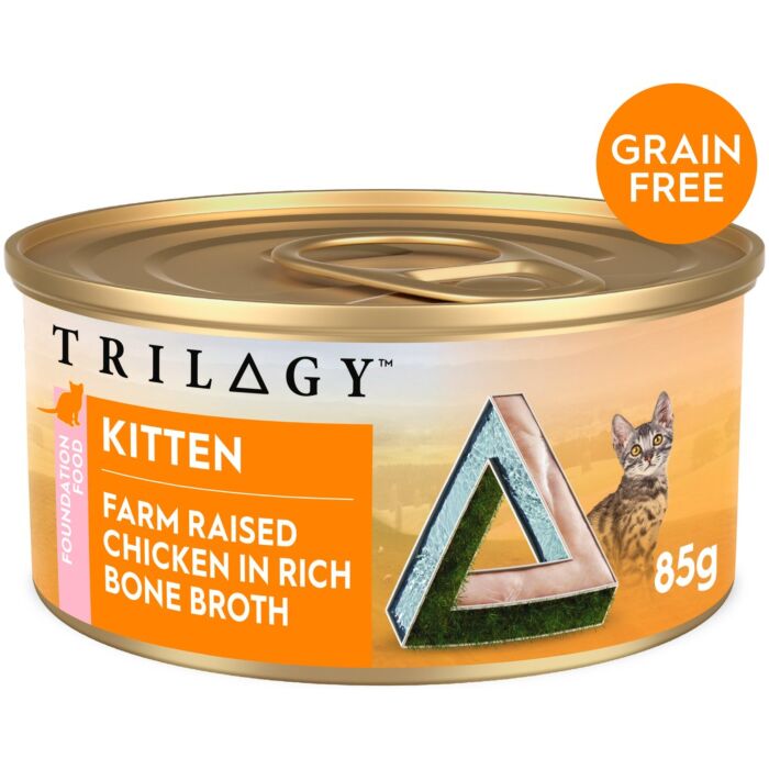 TRILOGY Kitten Can - Grain Free Farm Raised Chicken In Bone Broth 85g