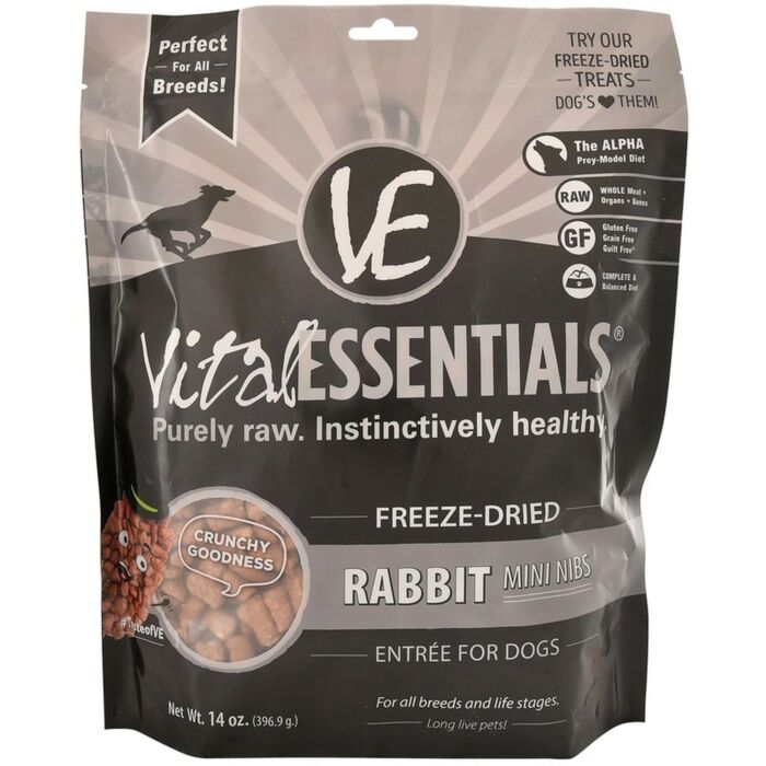 Vital Essentials Dog Treat - Freeze Dried Rabbit Bites 2oz