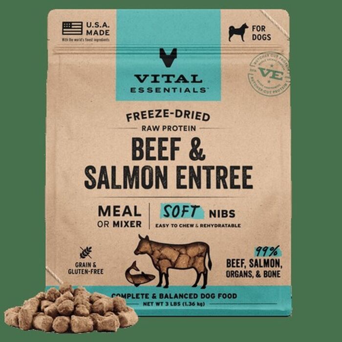 Vital Essentials 美國狗糧 - 凍乾脫水(軟肉粒) - 牛肉三文魚 14oz