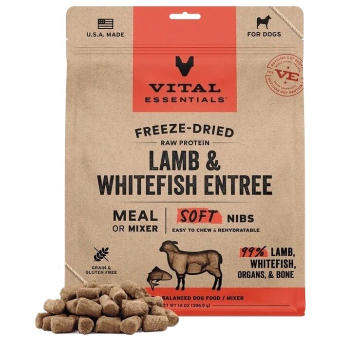 Vital Essentials 美國狗糧 - 凍乾脫水(軟肉粒) - 羊肉白魚 14oz