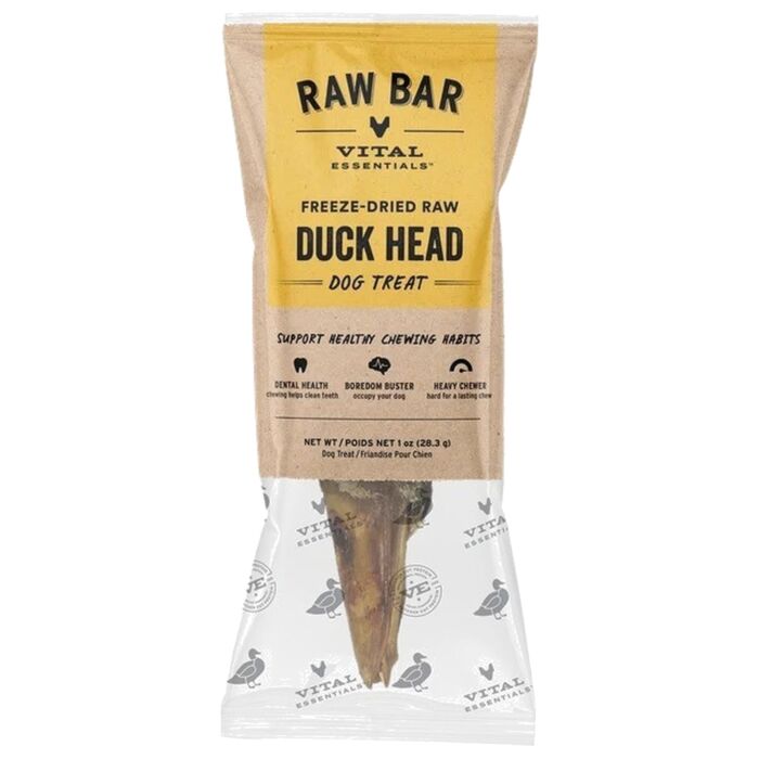 Vital Essentials Dog Dental Treat - Freeze Dried Duck Head 1oz