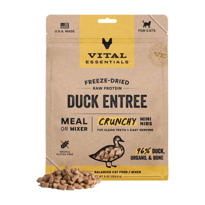 Vital Essentials Cat Food - Freeze-Dried Mini Nibs - Duck