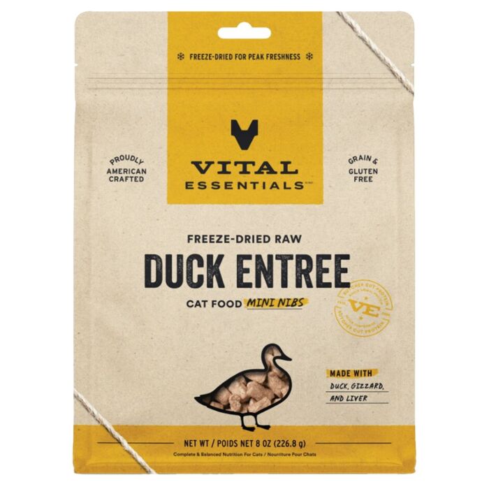 Vital Essentials Cat Food - Freeze-Dried Mini Nibs - Duck