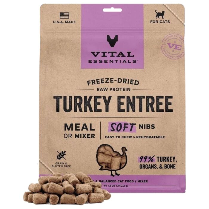 Vital Essentials 美國貓糧 - 凍乾脫水(軟肉粒) - 火雞肉 12oz