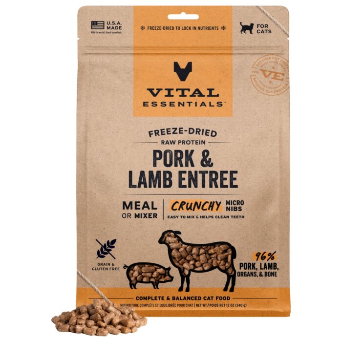 Vital Essentials 美國貓糧 - 凍乾脫水 超迷你粒 - 豬肉羊肉 12oz