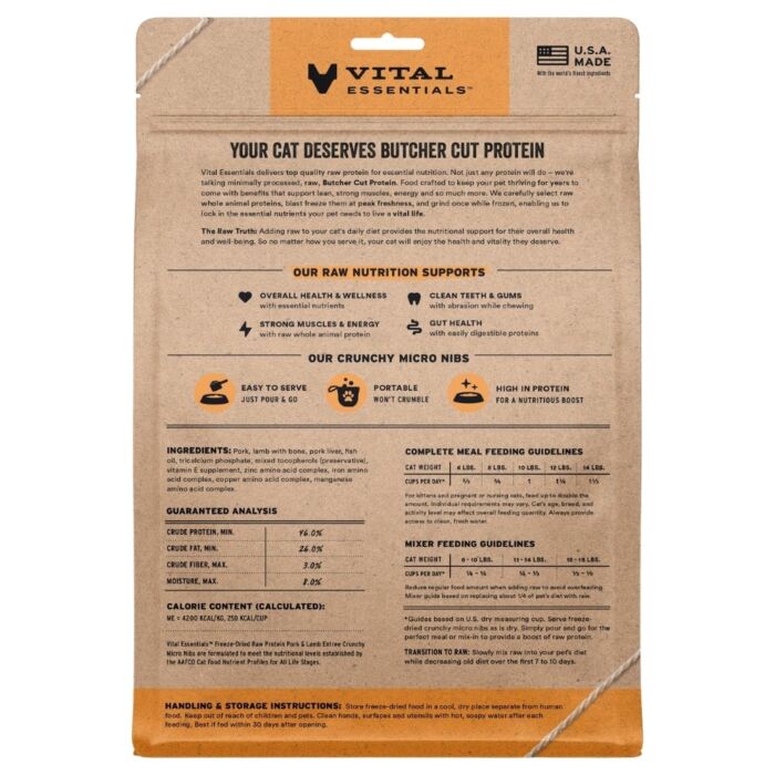 Vital Essentials 美國貓糧 - 凍乾脫水 超迷你粒 - 豬肉羊肉 12oz