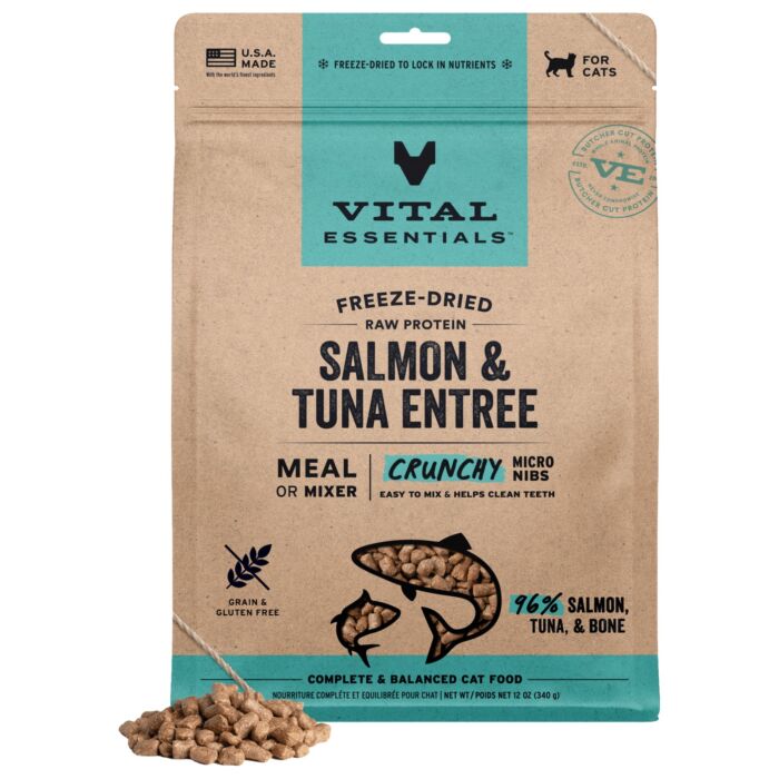Vital Essentials 美國貓糧 - 凍乾脫水 超迷你粒 - 三文魚吞拿魚 12oz