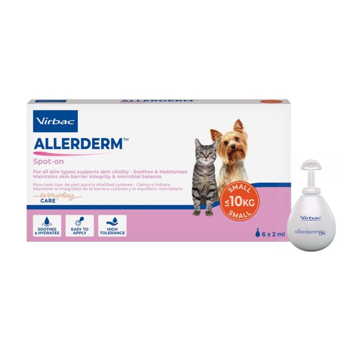 Virbac Allerderm Spot On Skin Repair for Small Dogs & Cats ≤ 10kg (6 x 2ml) - EXP 28-02-2027