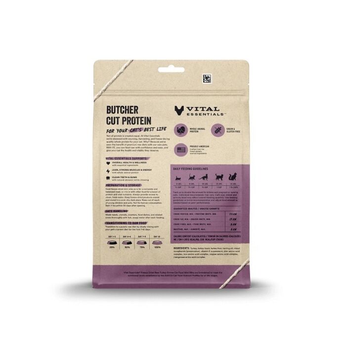 Vital Essentials Cat Food - Freeze-Dried Mini Nibs - Turkey 12oz